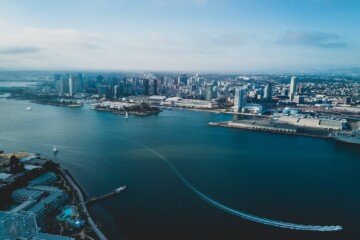 Airplane over San Diego California