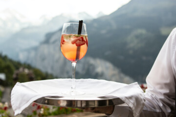 person holding a glass of wine