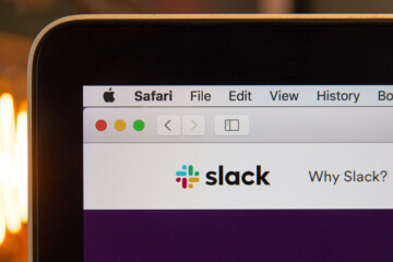 Photo of Slack website on a laptop