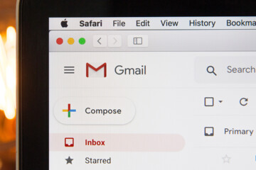 Gmail opened on laptop on Safari browser.