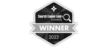 Winner badge for Search Engline Land 2023.