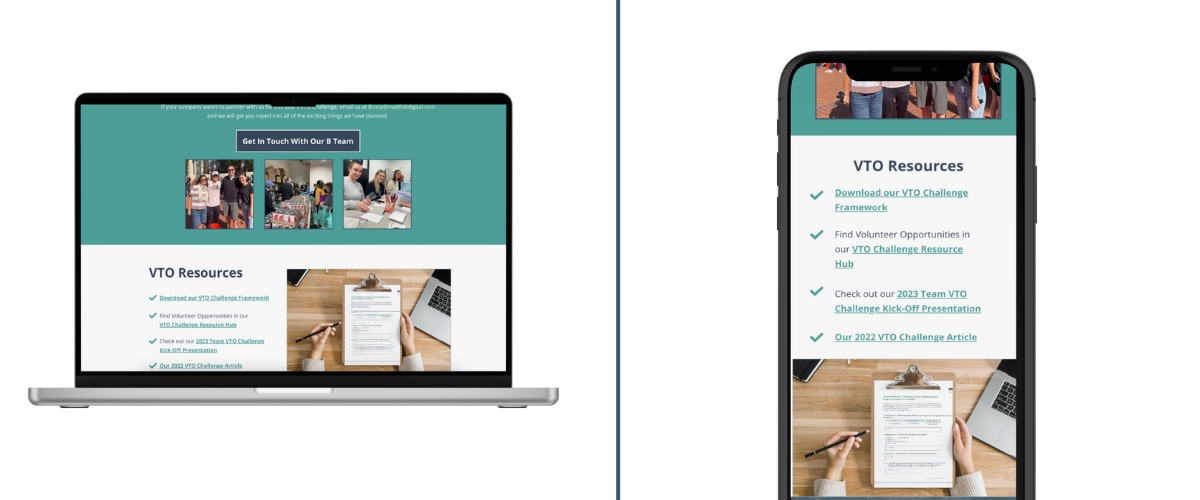 Desktop and mobile versions of a brightly designed landing page.